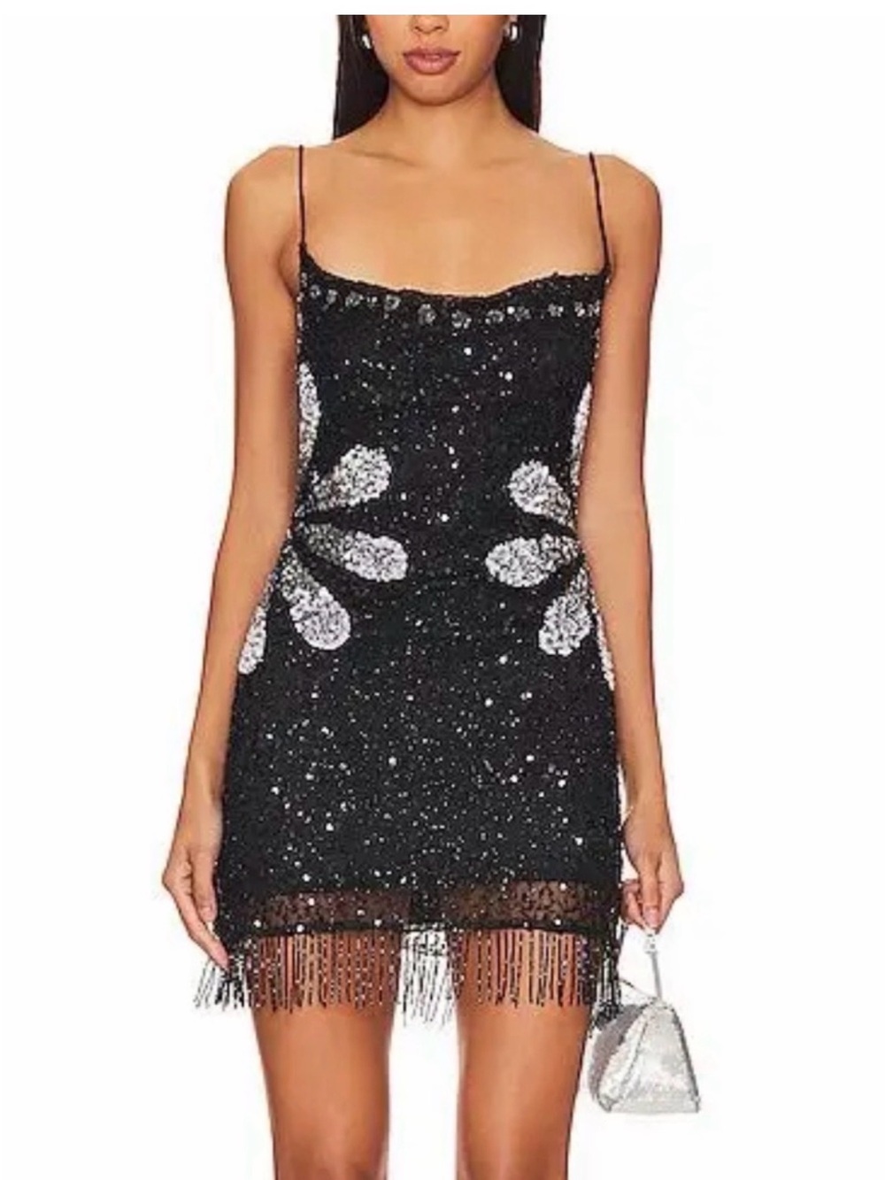 Tularosa Bellini Sequin Embellished Mini Dress Black Burst Silver NEW with tags